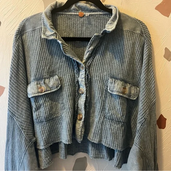 NWT Free People | FP One Cropped Scout Jacket in Blue size XL - Picture 6 of 10